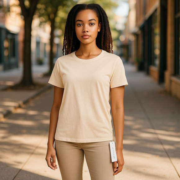 Athleta Air Out Cinch Tee T-Shirt Womens Large Ivory Open Back Breathable NWT - Picture 1 of 13